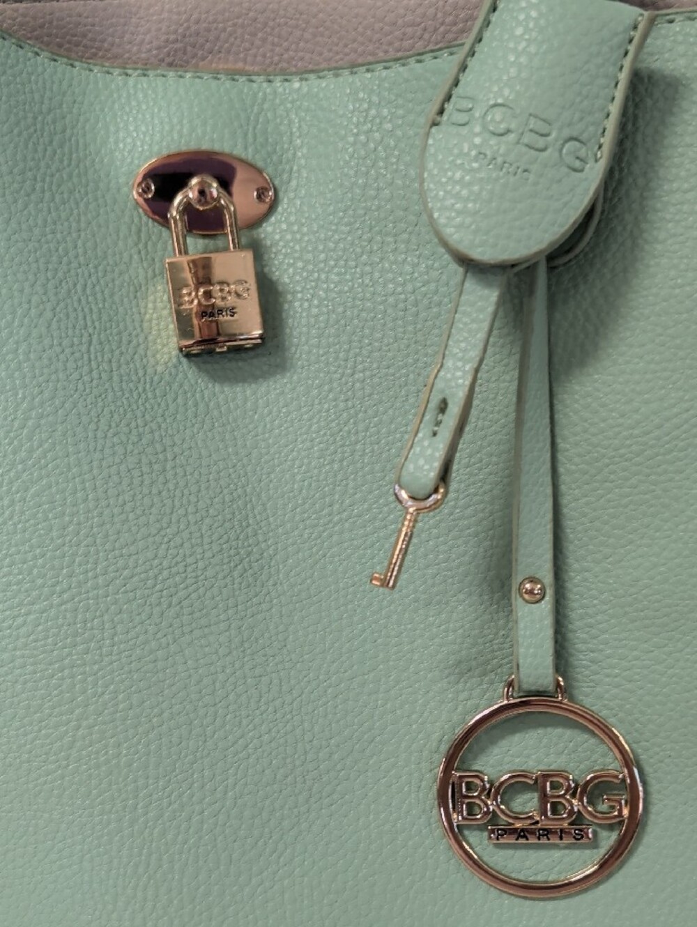 BCBG Mint Green Tote Bag with Gold Hardware - Picture 6 of 6
